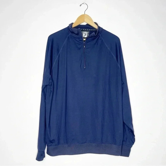 FootJoy Navy Quarter Zip Performance Golf Pullover Shirt Size Large - Picture 1 of 6